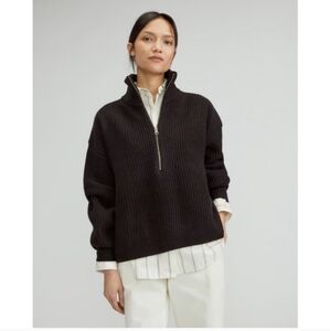 Everlane The Felted Merino Half-Zip Sweater small
